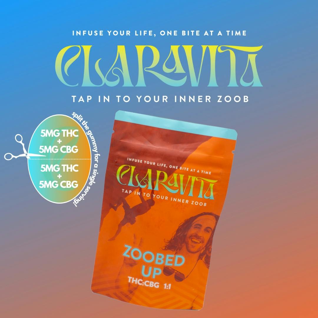 Photograph of product: Claravita - Zoobed Up Wildberry 1:1 (TH-oui:CBG) - 100mg 20pk Rosin Gummies