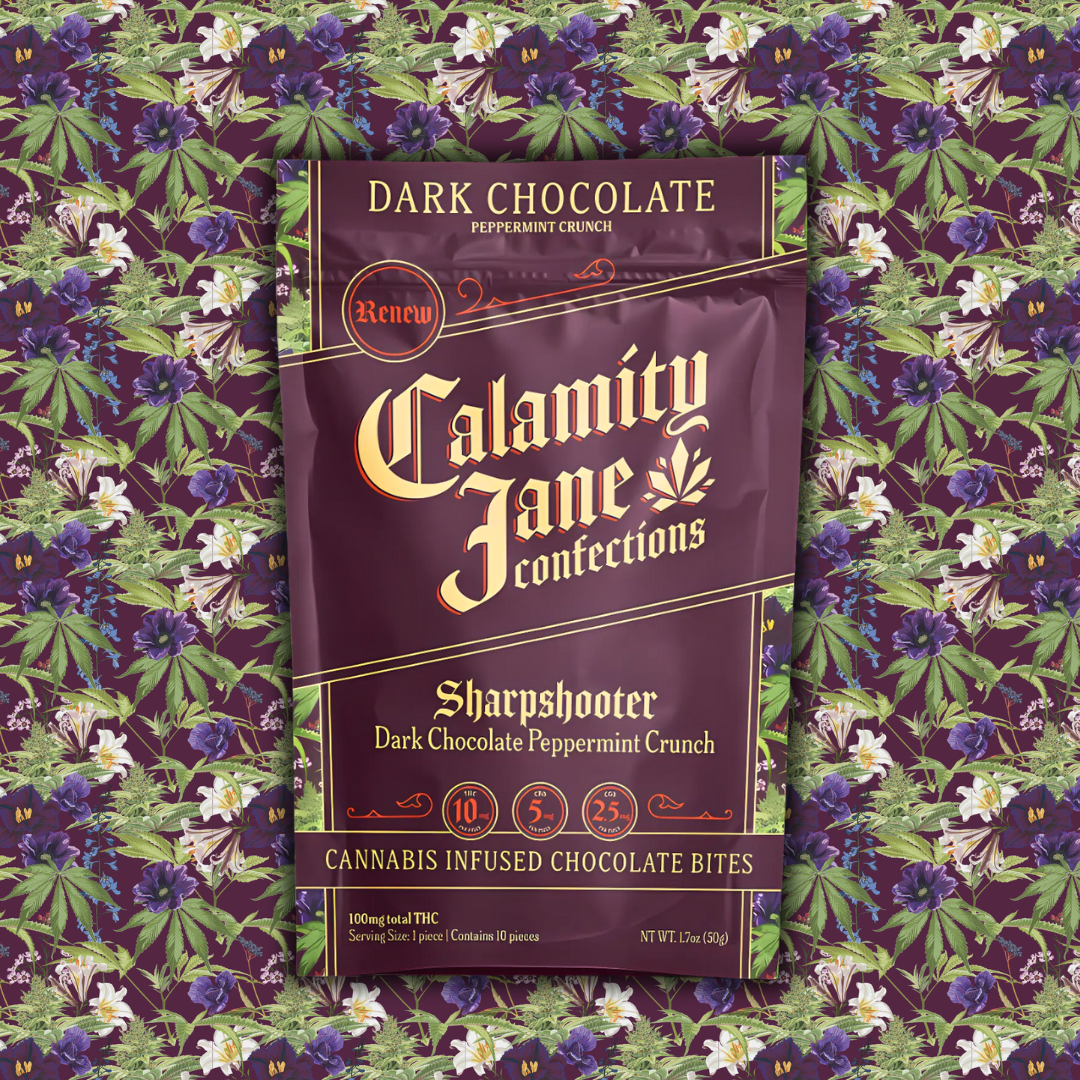 Photograph of product: Calamity Jane | Sharpshooter - 10pk Peppermint Chocolate Bites - 10mg