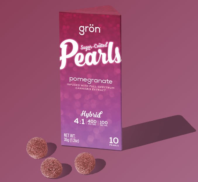 Photograph of product: 4:1 POMEGRANATE PEARLS (400MG CBD /100MG TH-oui)
