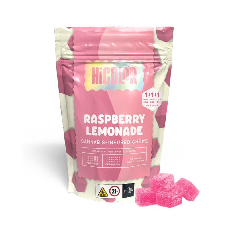 Photograph of product: HiColor | Raspberry Lemonade | 1:1:1 Chews | 10pk