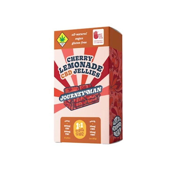 Photograph of product: BS Journeyman Jellies 1:1 CBD:TH-oui 200mg - Cherry Lemonade 10pk 3oz