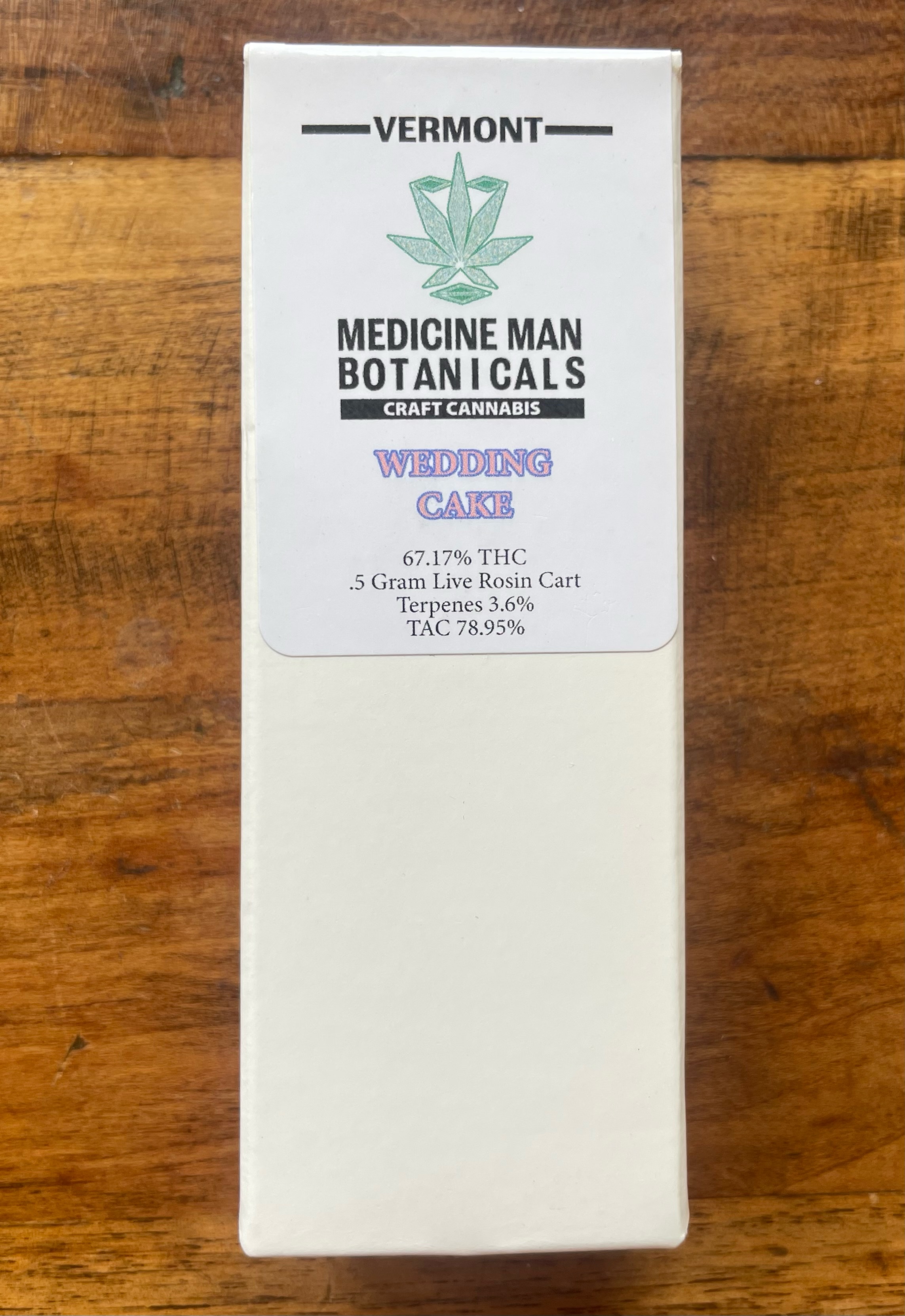 Photograph of product: VT Medicine Man | Wedding Cake Live Rosin | Cartridge | .5g