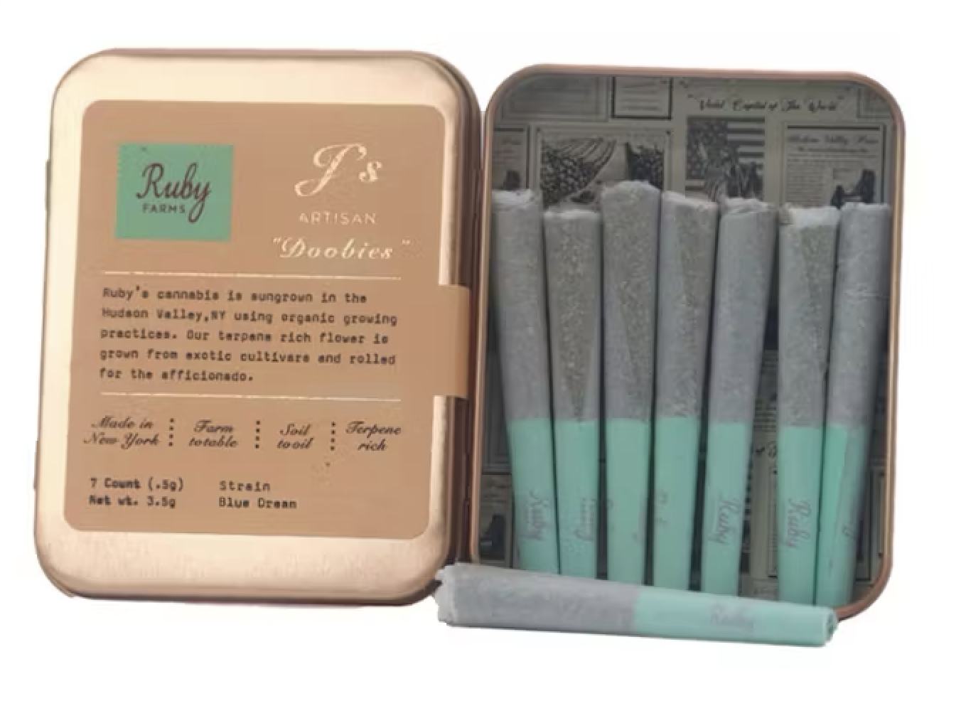 Photograph of product: Ruby Farms Doobies Blue Dream Prerolls 7pk