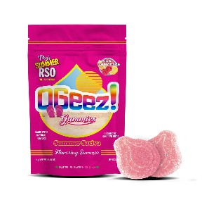 Photograph of product: OGeez! | Peg's Pink Lemonade | RSO | Gummies | 100mg