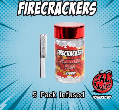 Photograph of product: 5PK (3G) SAUCE INFUSED PREROLL - STRAWBERRY FROST [H]