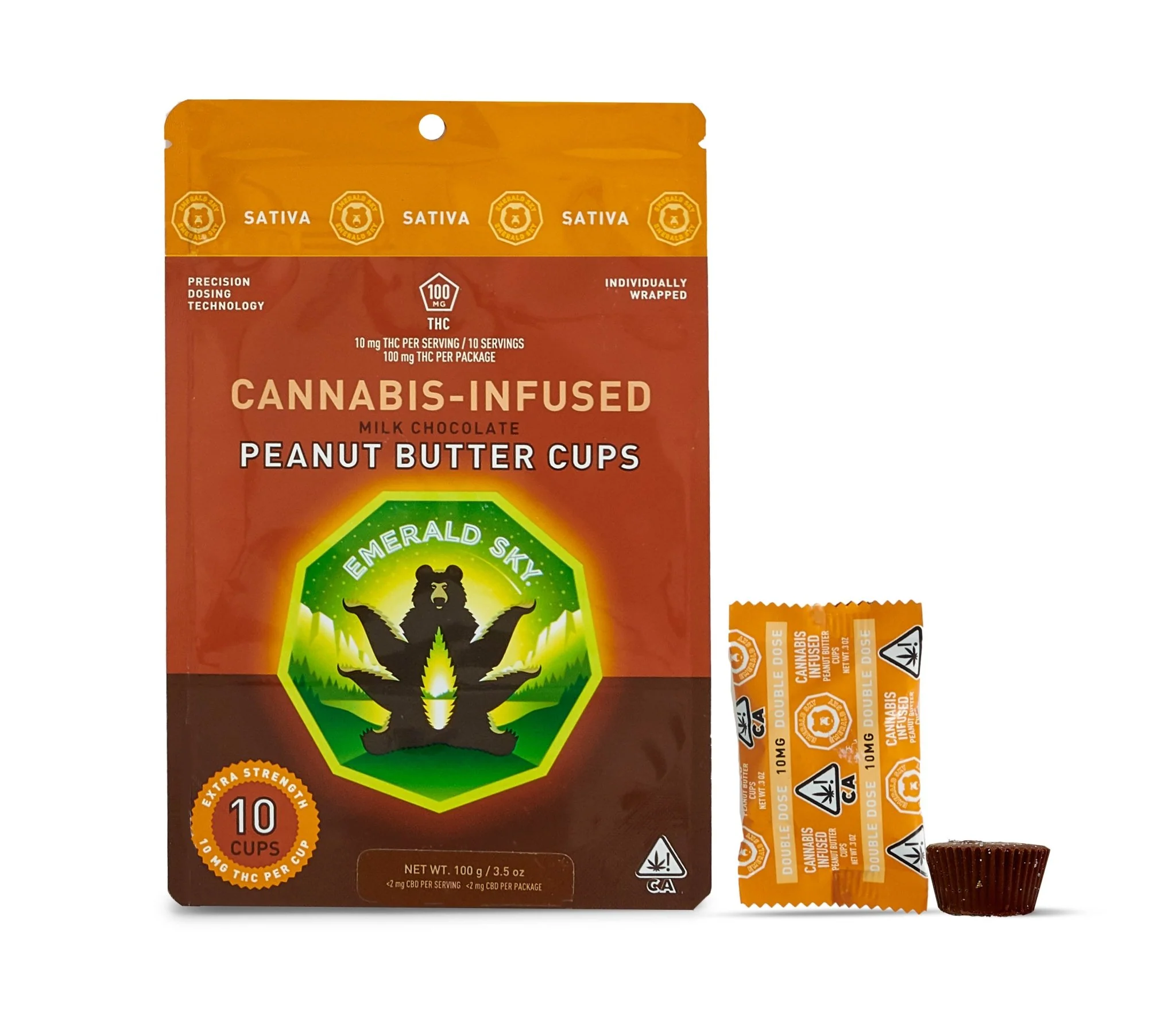 Photograph of product: Emerald Sky - Peanut Butter Cups - Oui'd 10pk - Chocolate 100mg