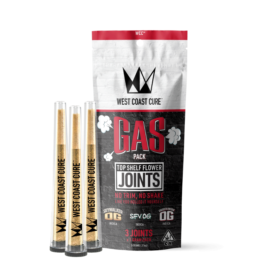 Photograph of product: West Coast Cure - Gas Pack (I-Hybrid) 3pk Preroll 3g
