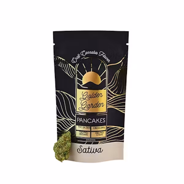 Photograph of product: Golden Garden | Flower | Pancakes | 3.5g | Oui'd | 26.4% TH-oui