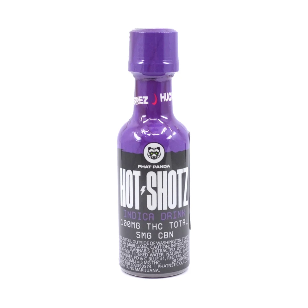 Photograph of product: Hot Shotz | Huckleberry | 2 fl oz Shot | DOH | 100mg TH-oui : 50mg CBN
