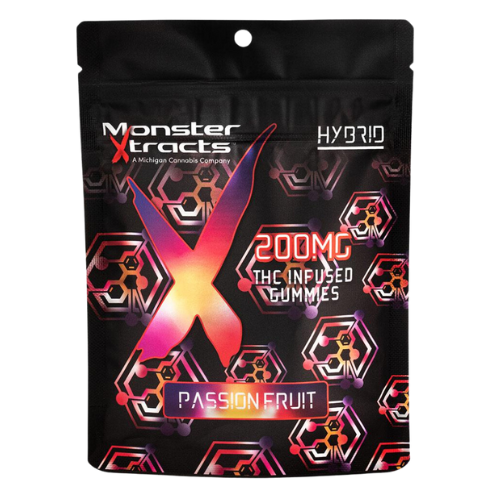 Photograph of product: Monster Xtracts Passion Fruit Hybrid Gummies 200mg TH-oui