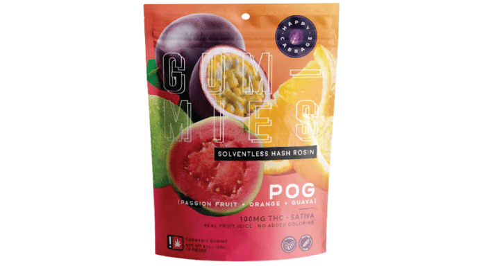 Photograph of product: Happy Cabbage 100mg POG Solventless au chocolat Rosin Gummies 10 Pack