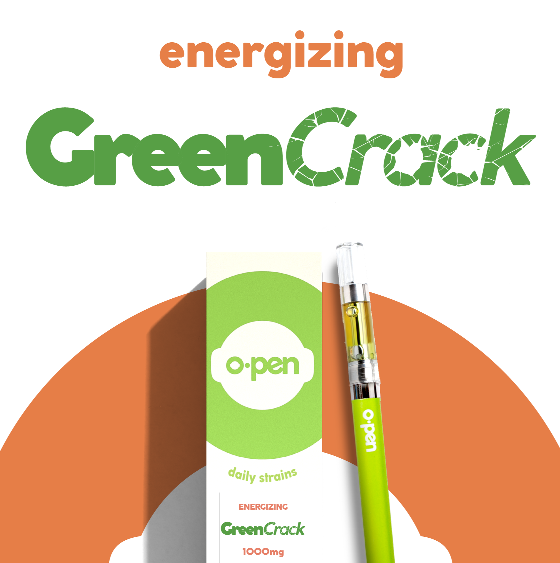 Photograph of product: O.pen Daily Strains 1000mg Green Crack