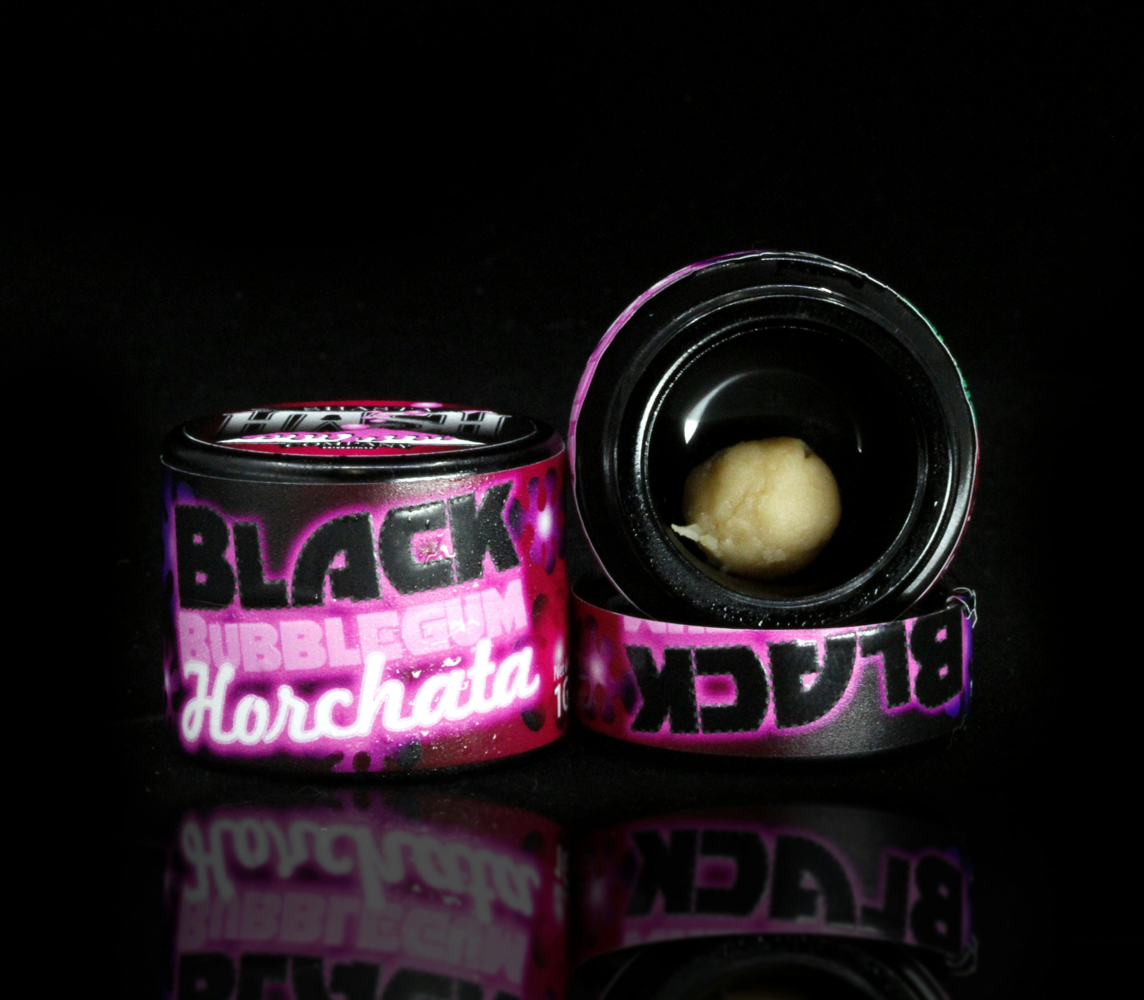 Photograph of product: SHASTA au chocolat CO | BLACK BUBBLEGUM HORCHATA | LIVE ROSIN | BADDER | 1G