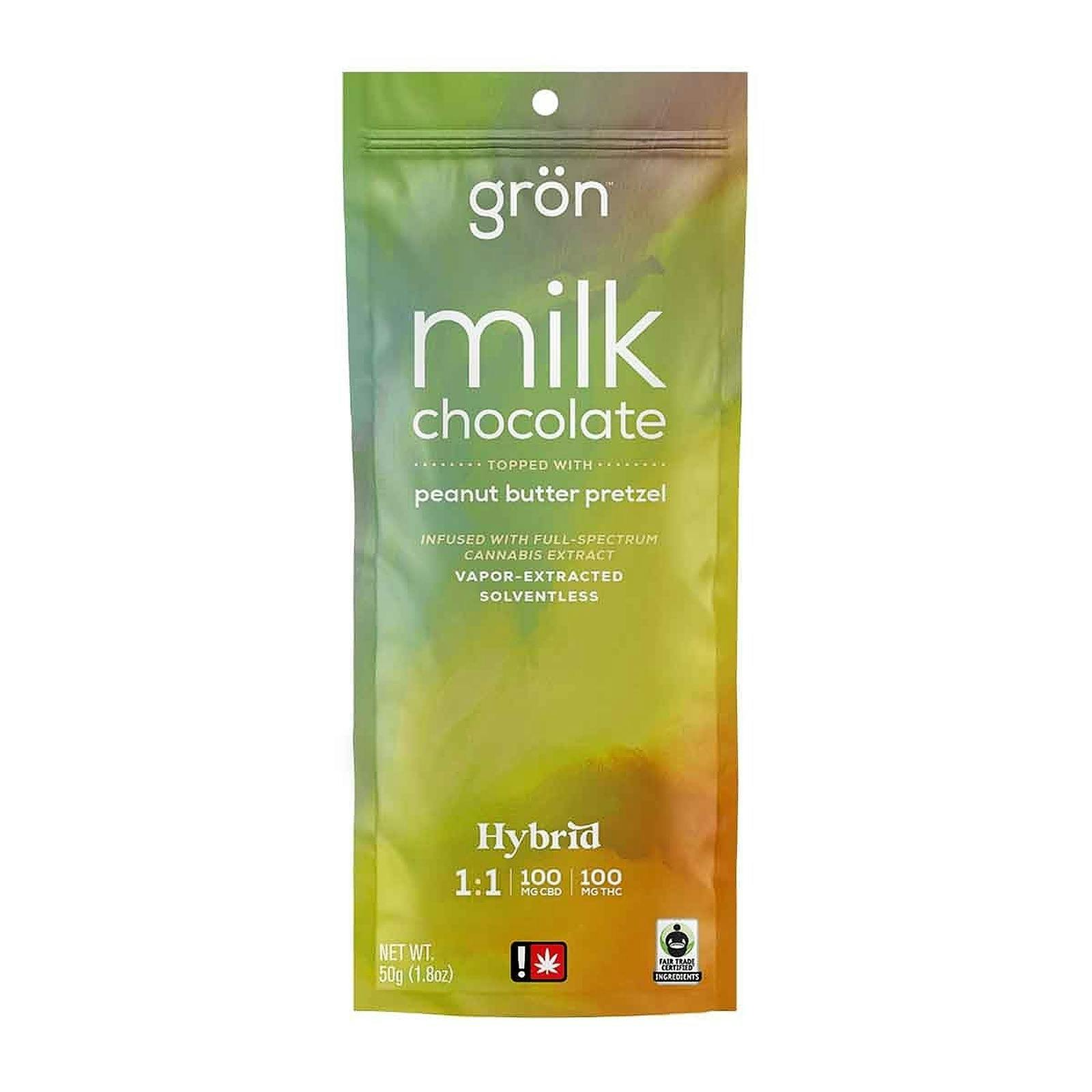 Photograph of product: Grn (100MG) 1:1 Milk Chocolate w/ Peanut Butter Pretzel - Hybrid