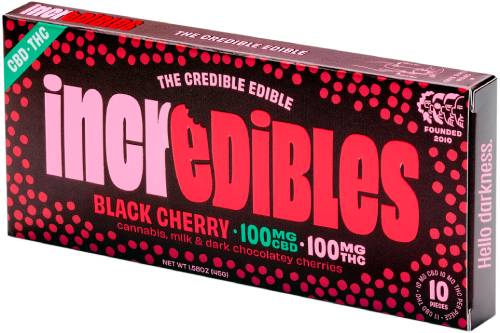 Photograph of product: BLACK CHERRY 1:1 CBD CHOCOLATE BAR