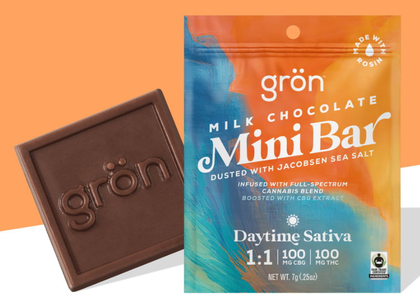 Photograph of product: Grn | Milk Chocolate 1:1 CBG/TH-oui Mini Bar | 100mg