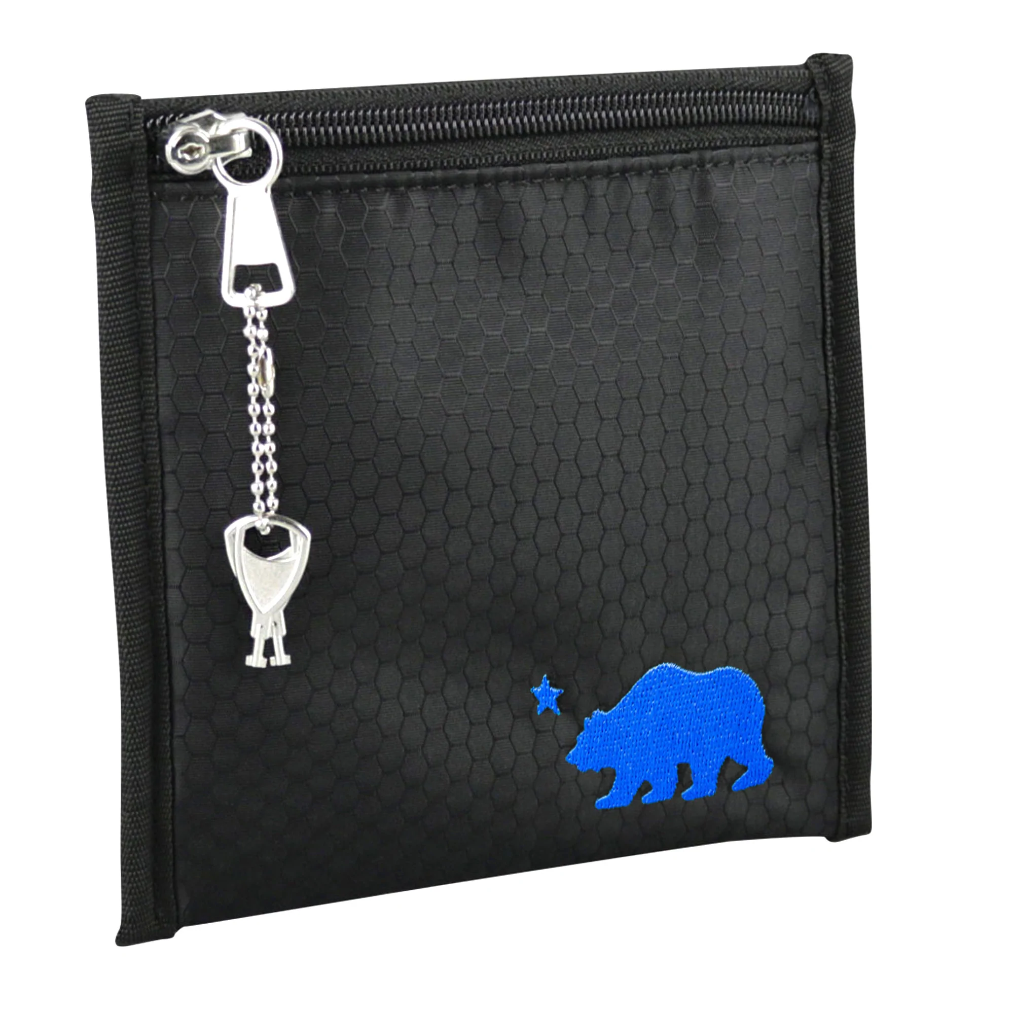 Photograph of product: Cali Pouch 6"x6" - Black w/ Blue Logo