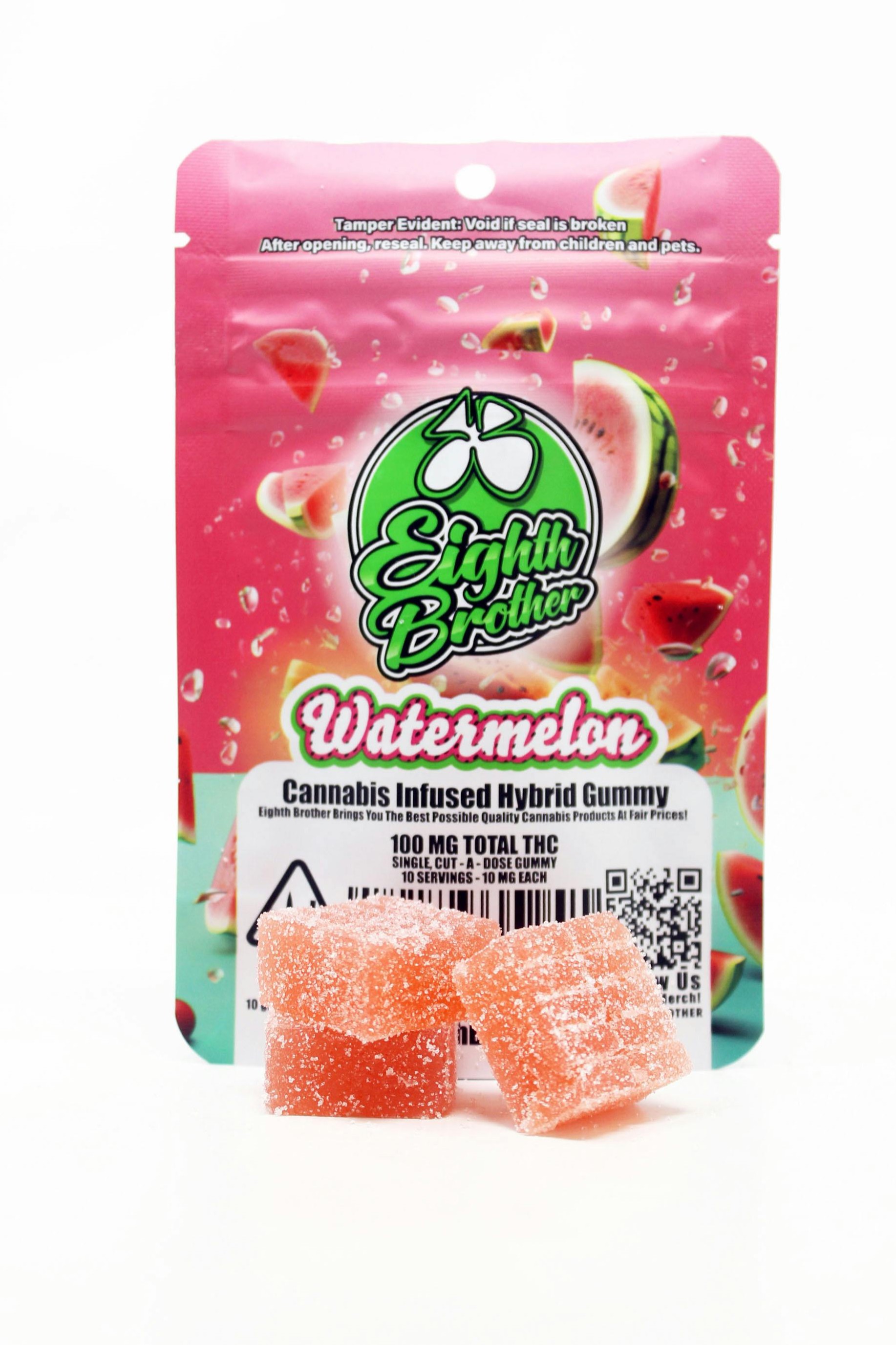 Photograph of product: Eighth Bros-Watermelon Single 100mg Gummy