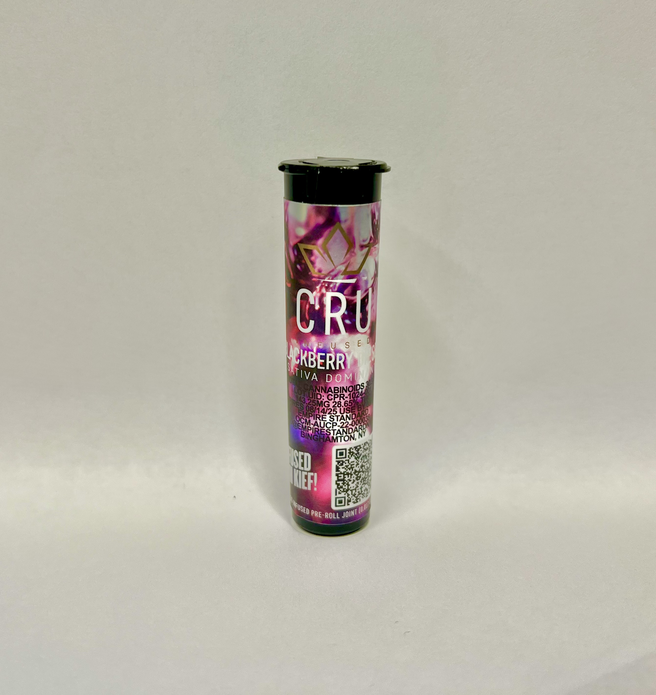 Photograph of product: CRU Blackberry Diesel Oui'd Infused pre-roll single