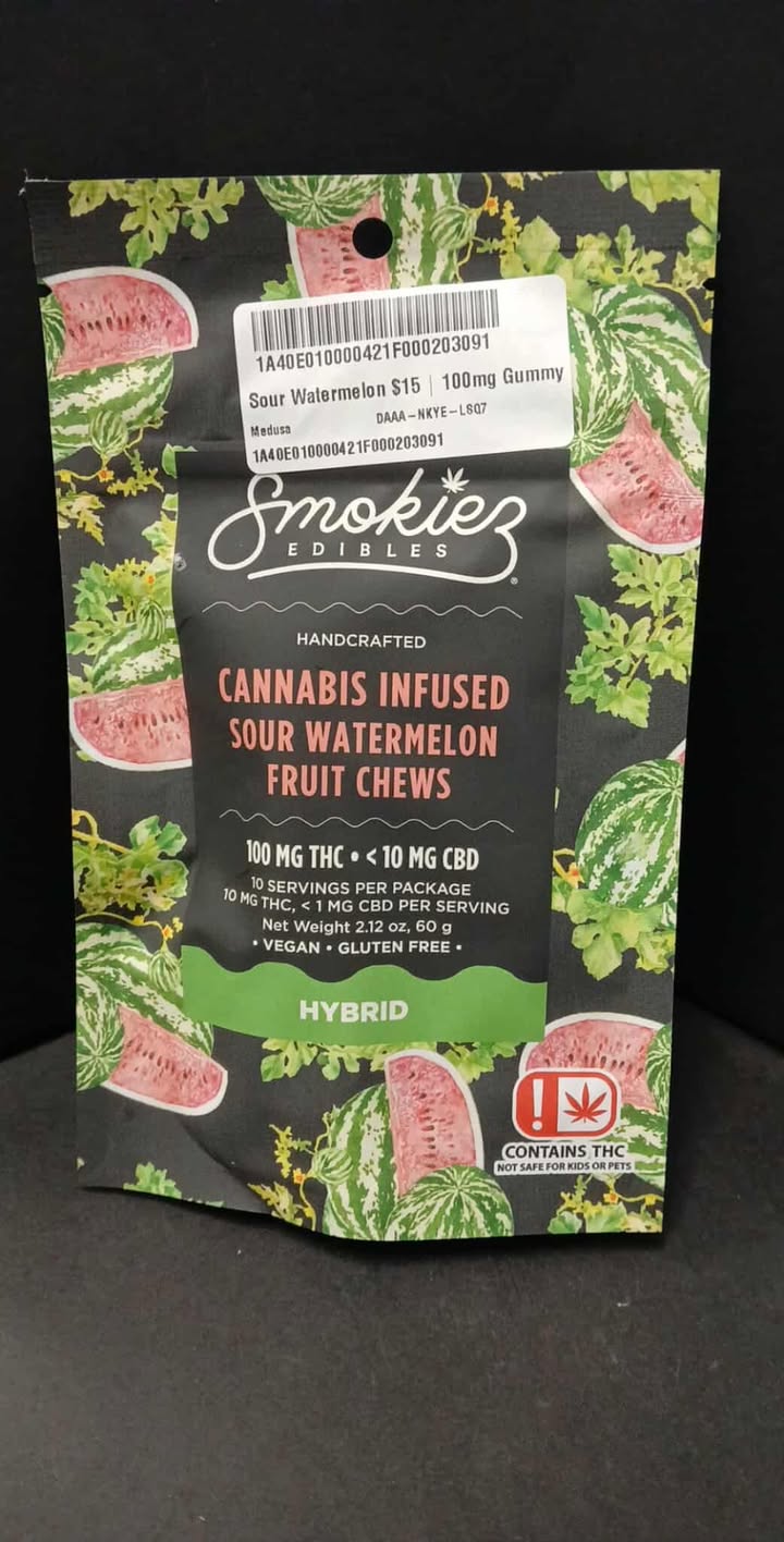 Photograph of product: Sour Watermelon $15 | 100mg Gummy | Smokiez