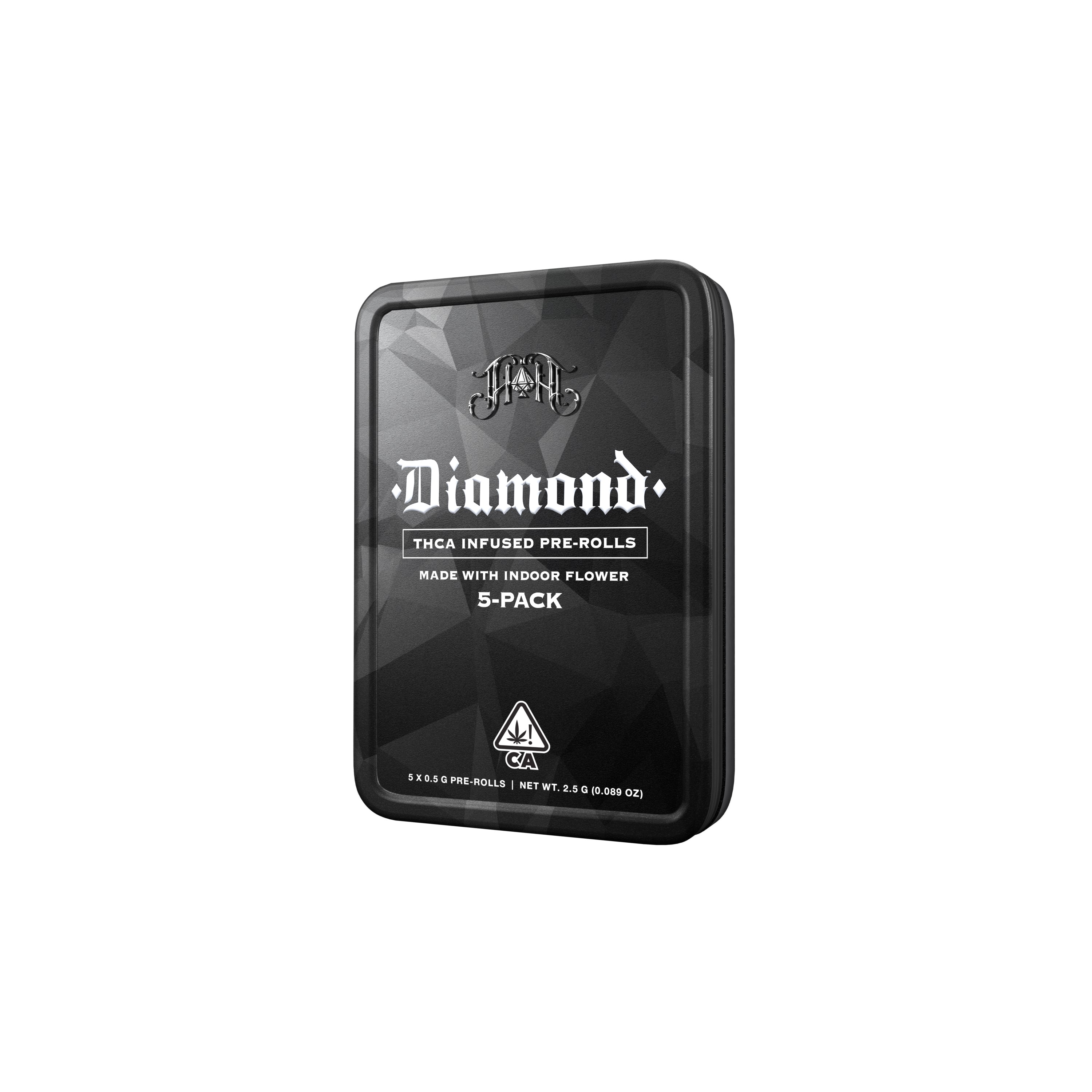 Photograph of product: HEAVY HITTERS DIAMOND INFUSED PREROLL - VELVET 2.5G (5CT) - 2.5 G - 5 PACK