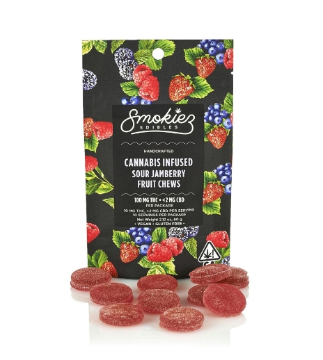 Photograph of product: Smokiez | Edibles | Sour Jamberry 1:1 TH-oui:CBN | 10pk 100mg