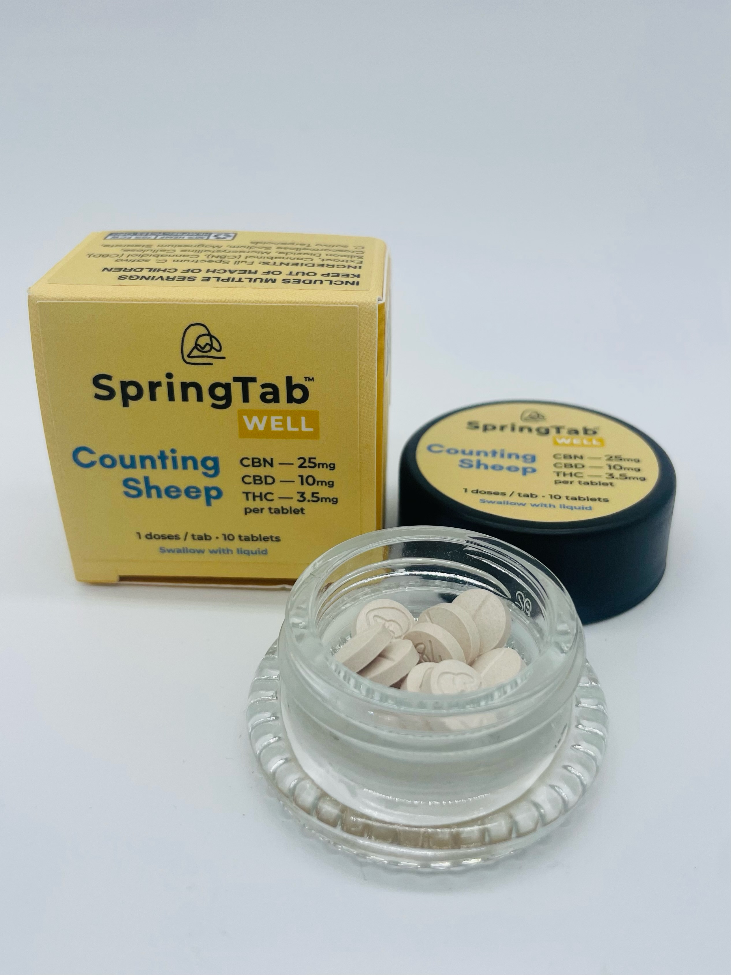 Photograph of product: SpringTab Counting Sheep | Edible | 3.5mg TH-oui, 10mg CBD, 25mg CBN x 10