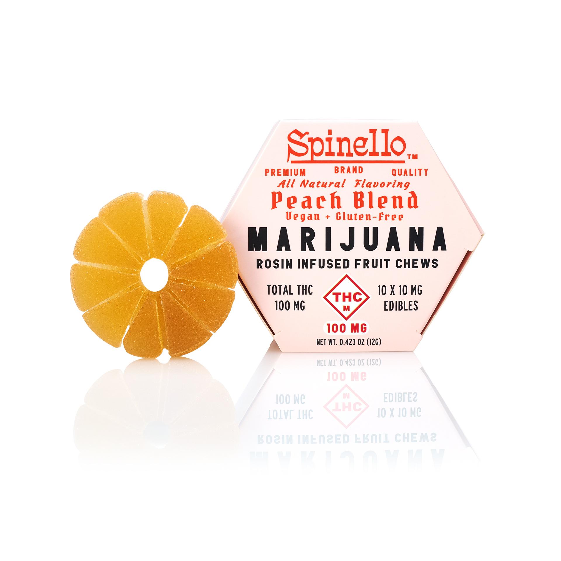 Photograph of Product: Peach Rosin Fruit Chew Rounds (100mg)
