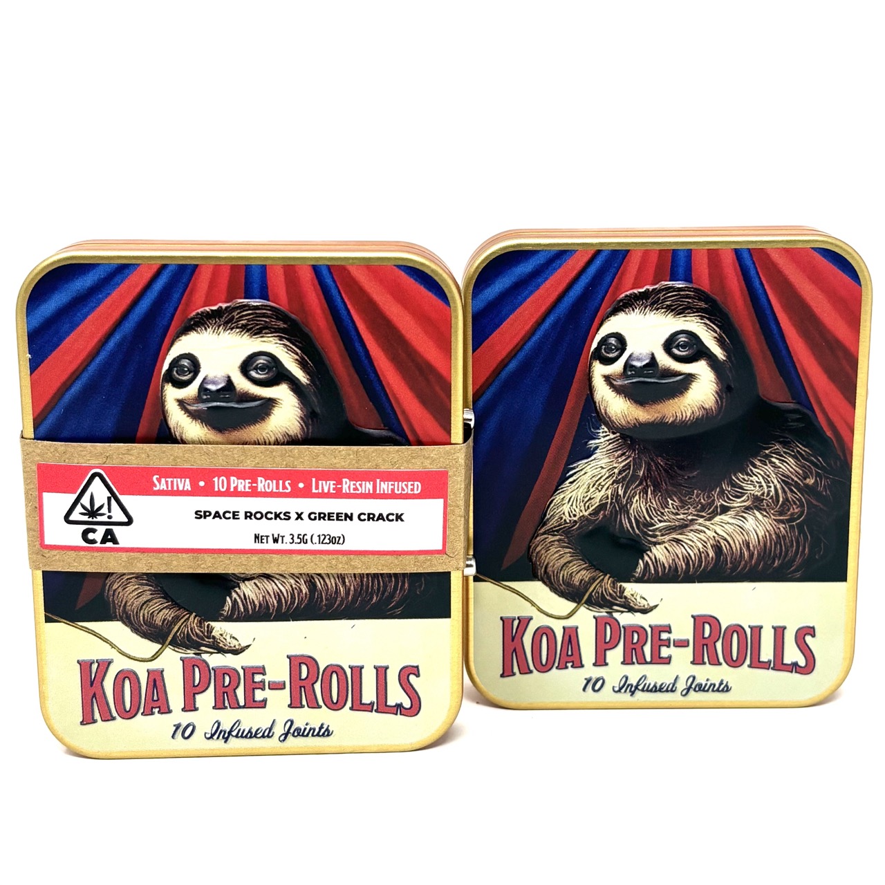 Photograph of product: KOA: SPACE ROCKS x GREEN CRACK LIVE RESIN INFUSED 3.5G PREROLL 10PK