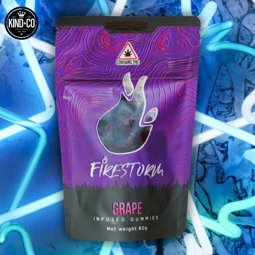 Photograph of product: Firestorm // 10mg | 200mg Grape Gummies