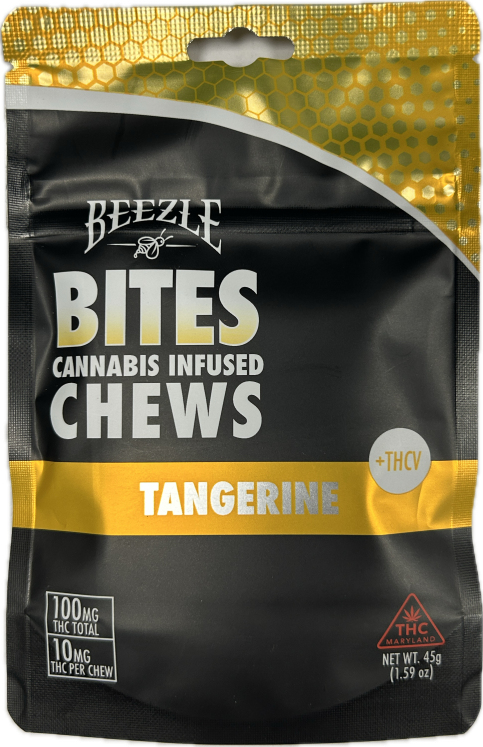 Photograph of product: Beezle Bites 10mg 10:3 Tangerine TH-ouiv Chews - 100mg TH-oui:30mg TH-ouiV