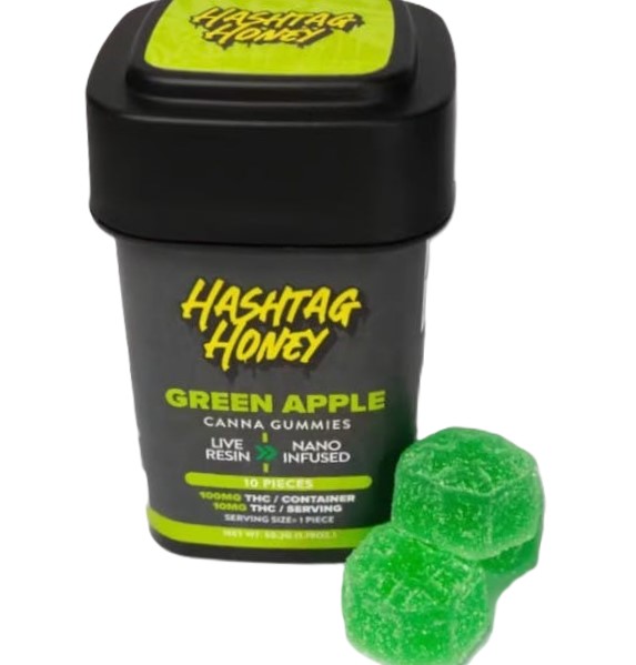 Photograph of product: au chocolattag Honey | Green Apple Canna Gummies | Edibles 100mg (H)