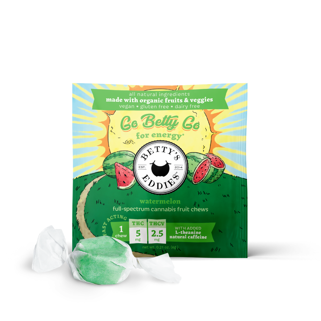Photograph of product: Betty's Eddies Watermelon (S) 2:1 TH-oui:TH-ouiV Chew 5mg 1pk