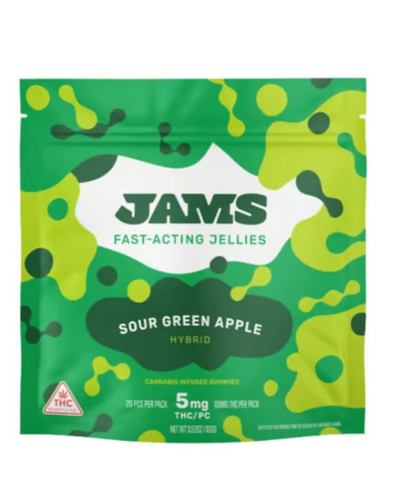 Photograph of product: JAMS | Sour Green Apple Jellies 100mg