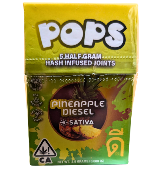 Photograph of product: Dee Thai Pops au chocolat Infused Prerolls 5pk 2.5g - Pineapple Diesel (S)