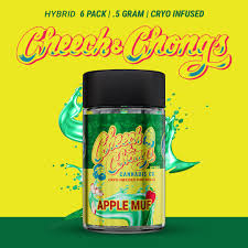 Photograph of product: Cheech & Chong | Apple Muf | Cryo Infused Pre-roll Pack x 6 (3g) | Hybrid