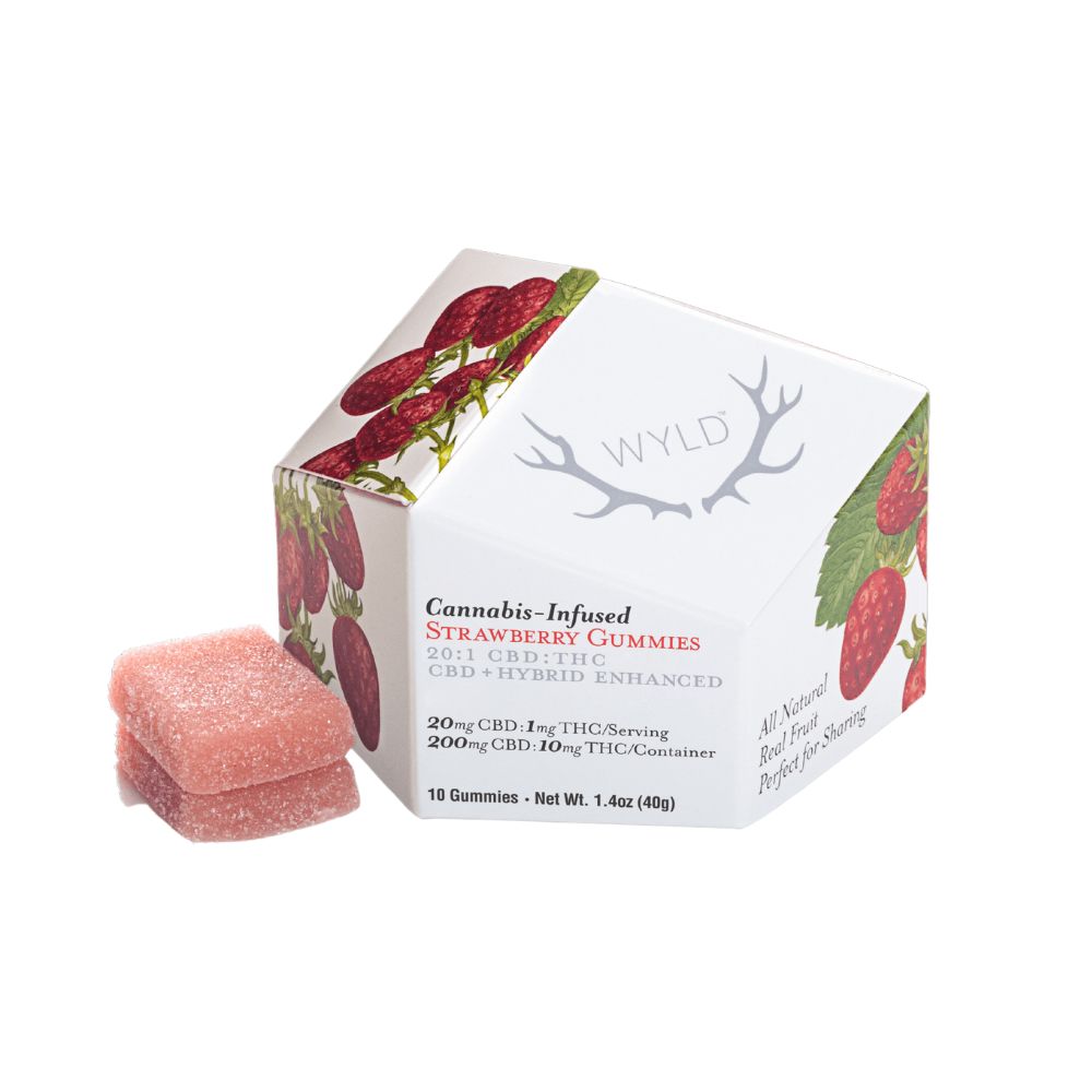 Photograph of product: STRAWBERRY 20:1 CBD:TH-oui GUMMY - WYLD
