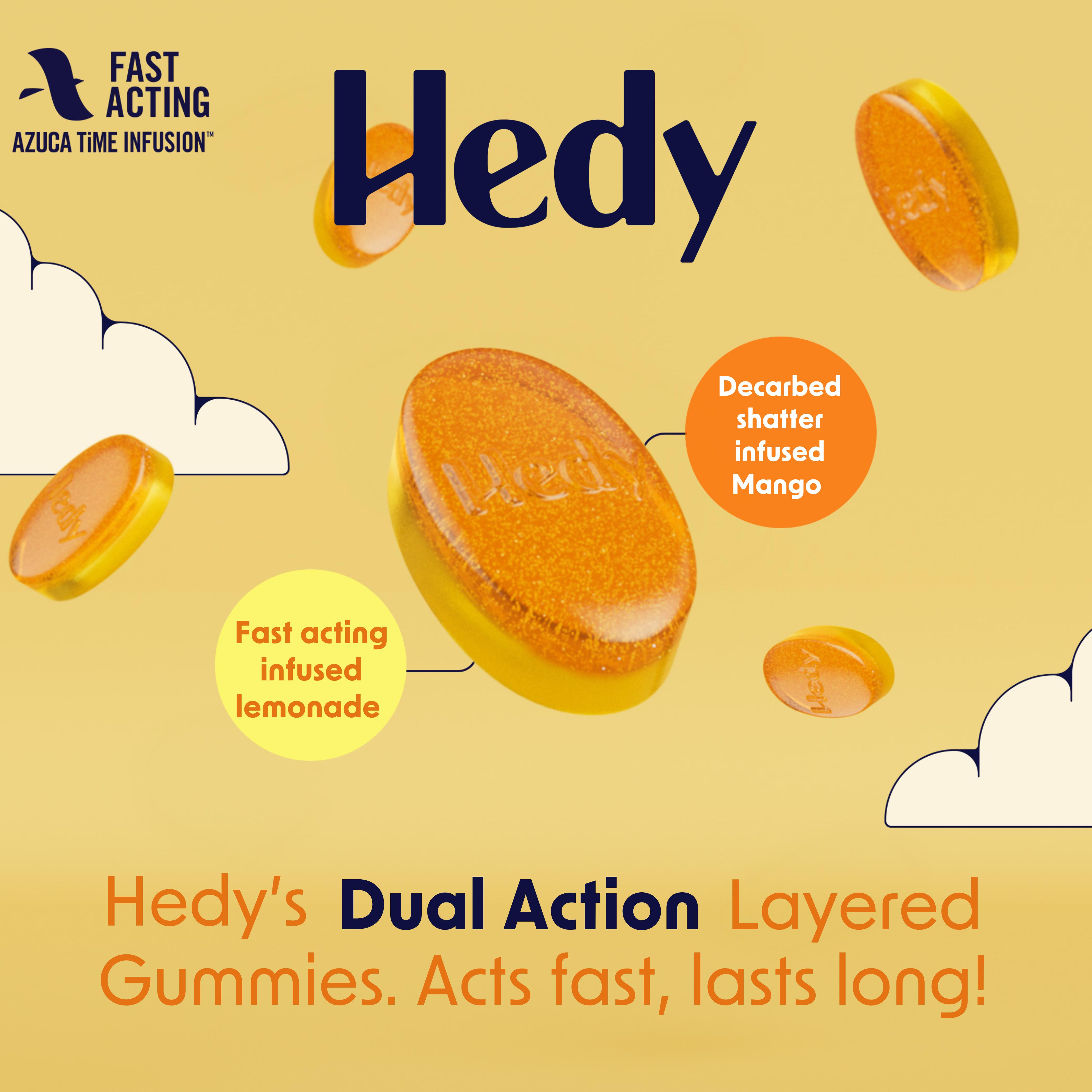 Photograph of product: Hedy | Mango Lemonade | Dual Action Bi-Layered Gummy | 5mg/20pk