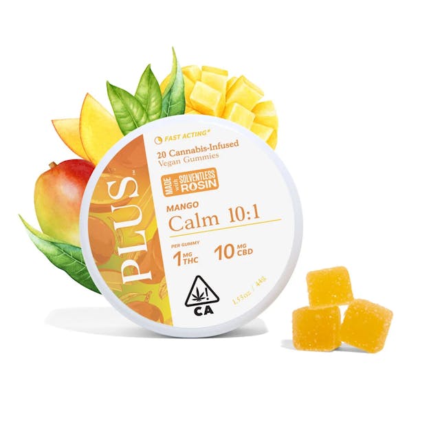 Photograph of product: Mango Calm 10:1 Gummies (Solventless Rosin 20pk) - Mango Calm 10:1 20pack