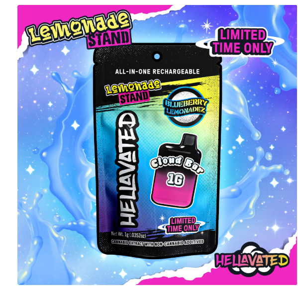 Photograph of product: Blueberry Lemonade Cloud Bar AIO | 1G |  Hellavated