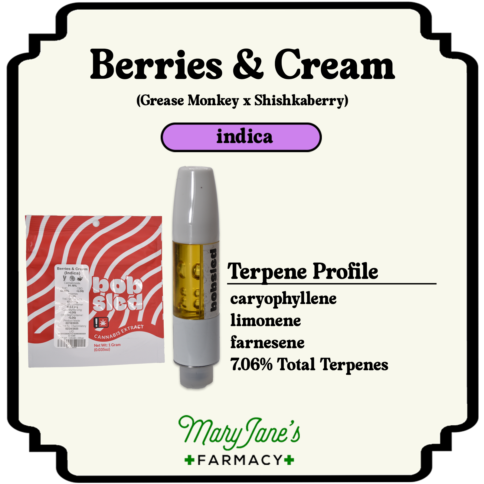 Photograph of product: Berries & Cream Cured Resin Cartridge | 1g