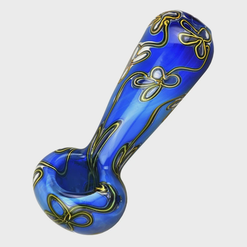 Photograph of product: Trippy Floral Double Glass Spoon Pipe | 5" |