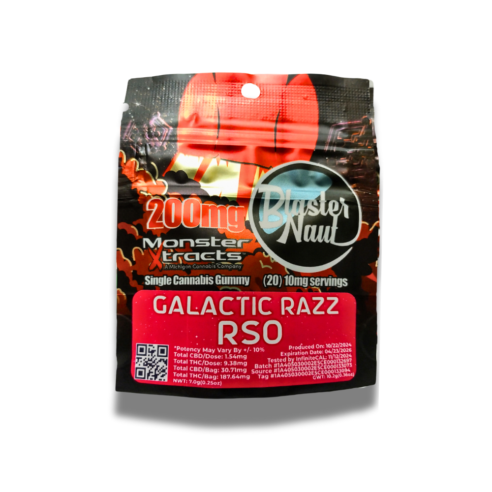 Photograph of product: Monster X | Blasternaut Gummies | Ballistic Berry RSO | 200mg