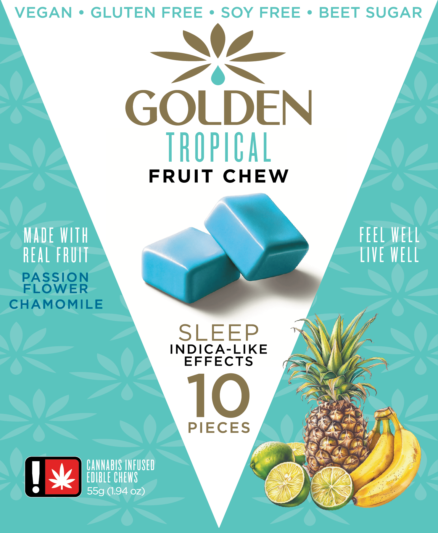 Photograph of product: Golden | TROPICAL Fruit Chew 10 Pack | 100mg