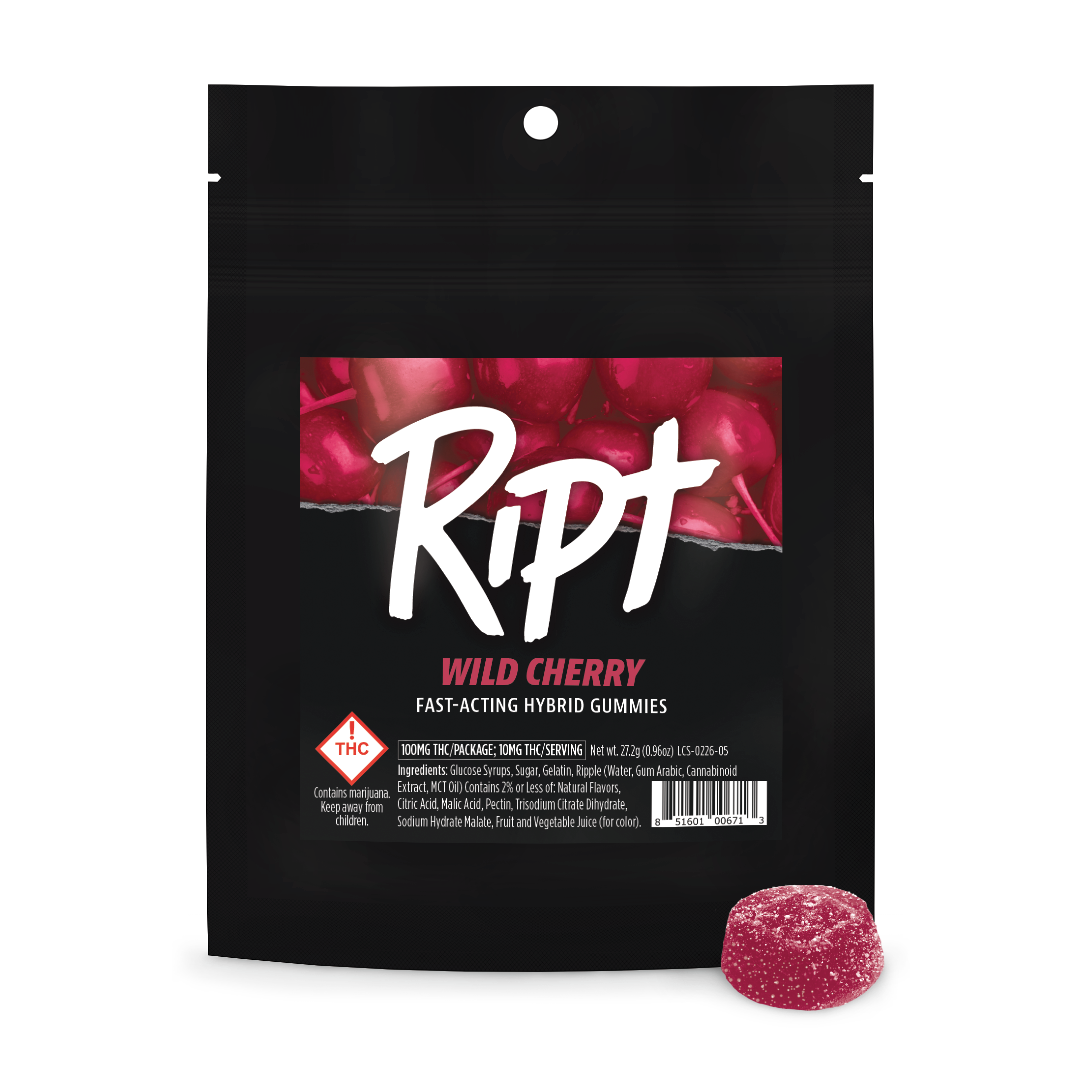 Photograph of product: Ript Gummies-Hybrid Wild Cherry
