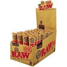 Photograph of product: RAW CLASSIC PRE- ROLLED CONES- KING SIZE 3 PACK- 240 - LARGE