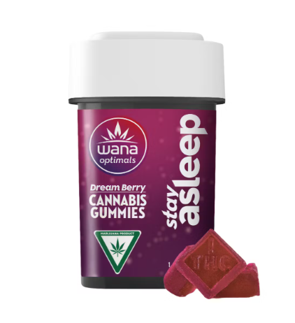 Photograph of product: WANA  STAY ASLEEP DREAM BERRY  GUMMIES 4:1:1:2 (CBD:CBN:CBG:TH-oui) 100MG