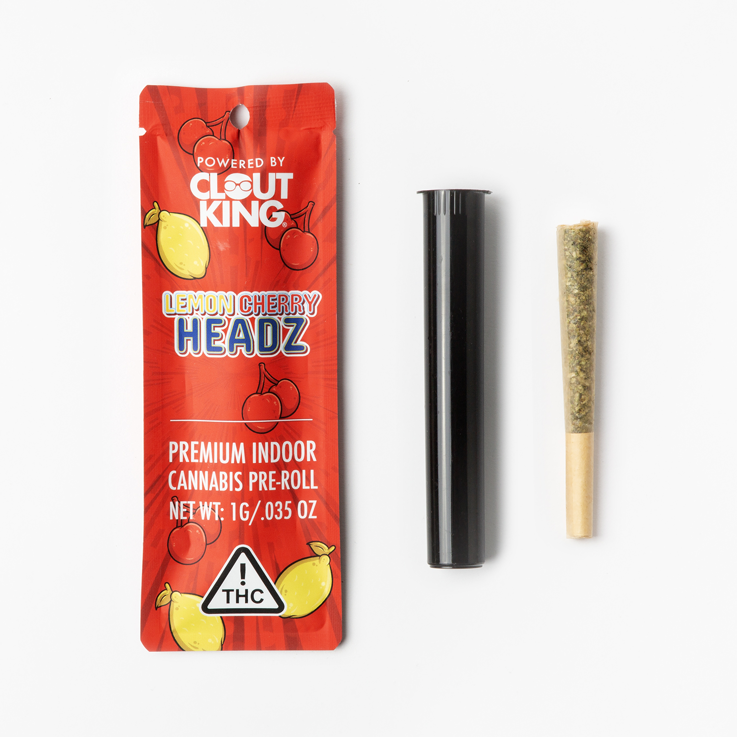 Photograph of product: Clout King Lemon Cherry Headz Pre-Roll 1g
