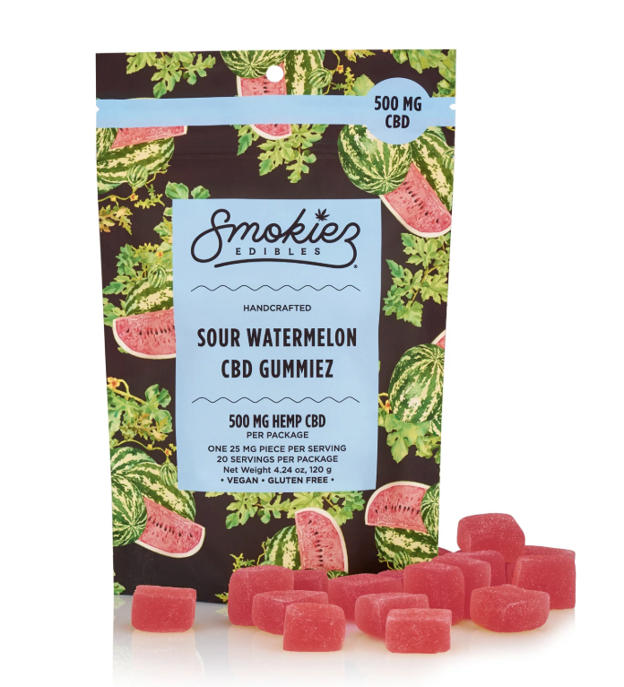 Photograph of product: Smokiez | 20pc Hemp CBD Fruit Chews | Sour Watermelon (CBD)