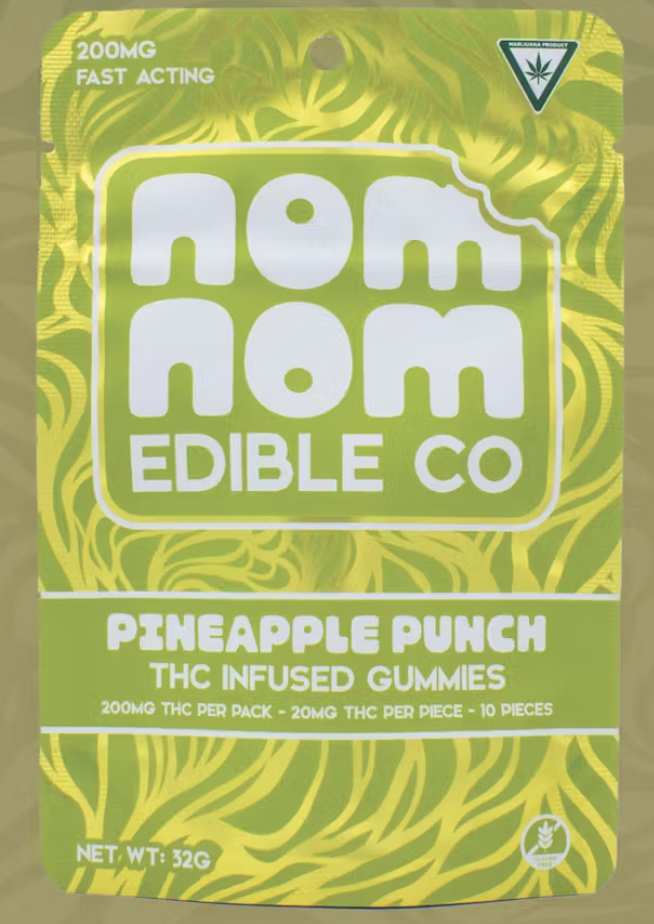 Photograph of product: Nom Nom: Pineapple Punch Live Resin Gummies 200MG